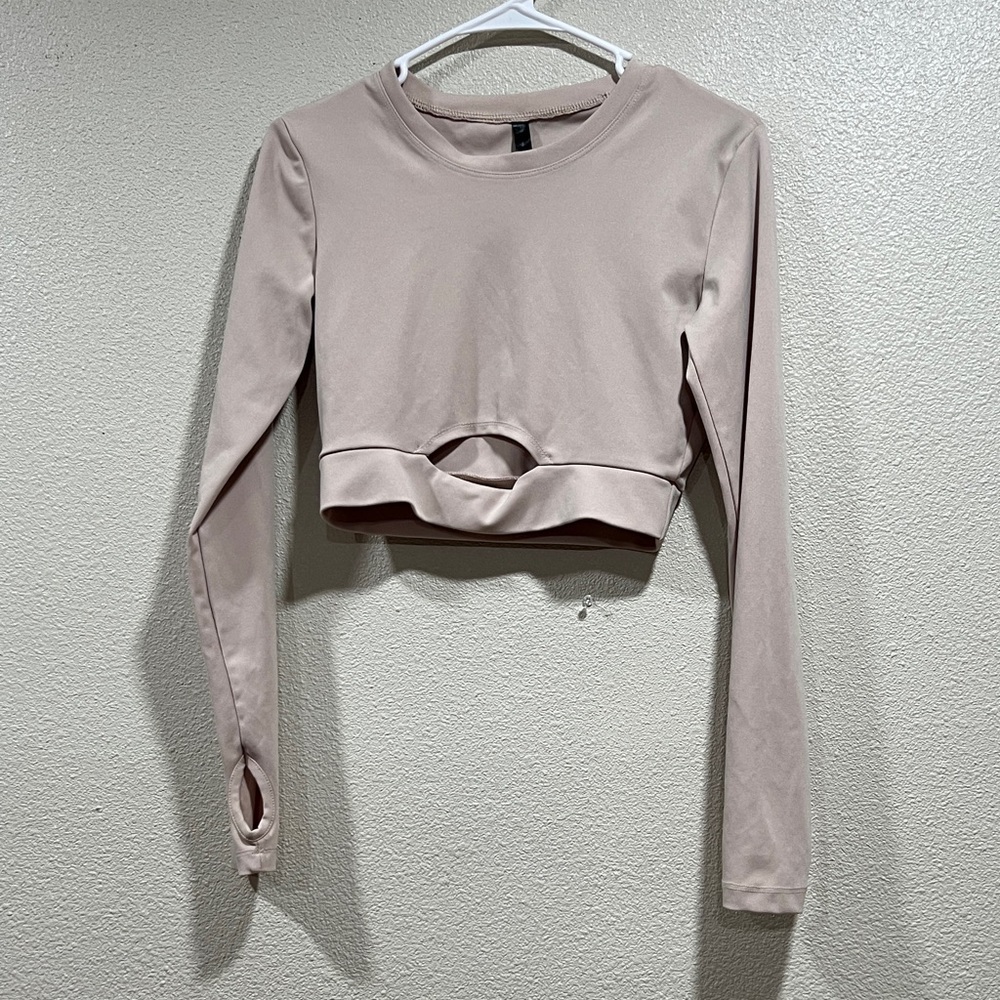 Embrace Your Love Activewear Long Sleeve Cropped Cutout Top